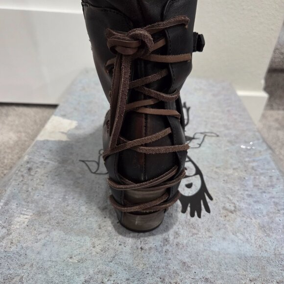 *EUC* Black Freebird by Steven Cassius Knee High Distressed Boots, Size 10 - Picture 5 of 10